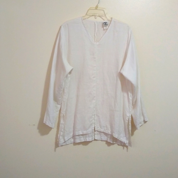 CTC Linens Raglan M Women Long Sleeve V-neck 100% Linen - Picture 1 of 9